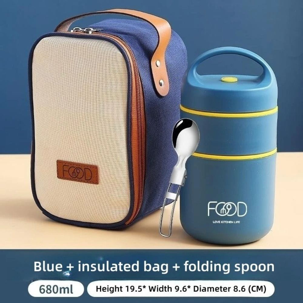 304 Stainless Steel Vacuum Thermal Lunch Box Insulated Lunch Bag Food Warmer Soup Cup Thermos Containers Bento Box for Students