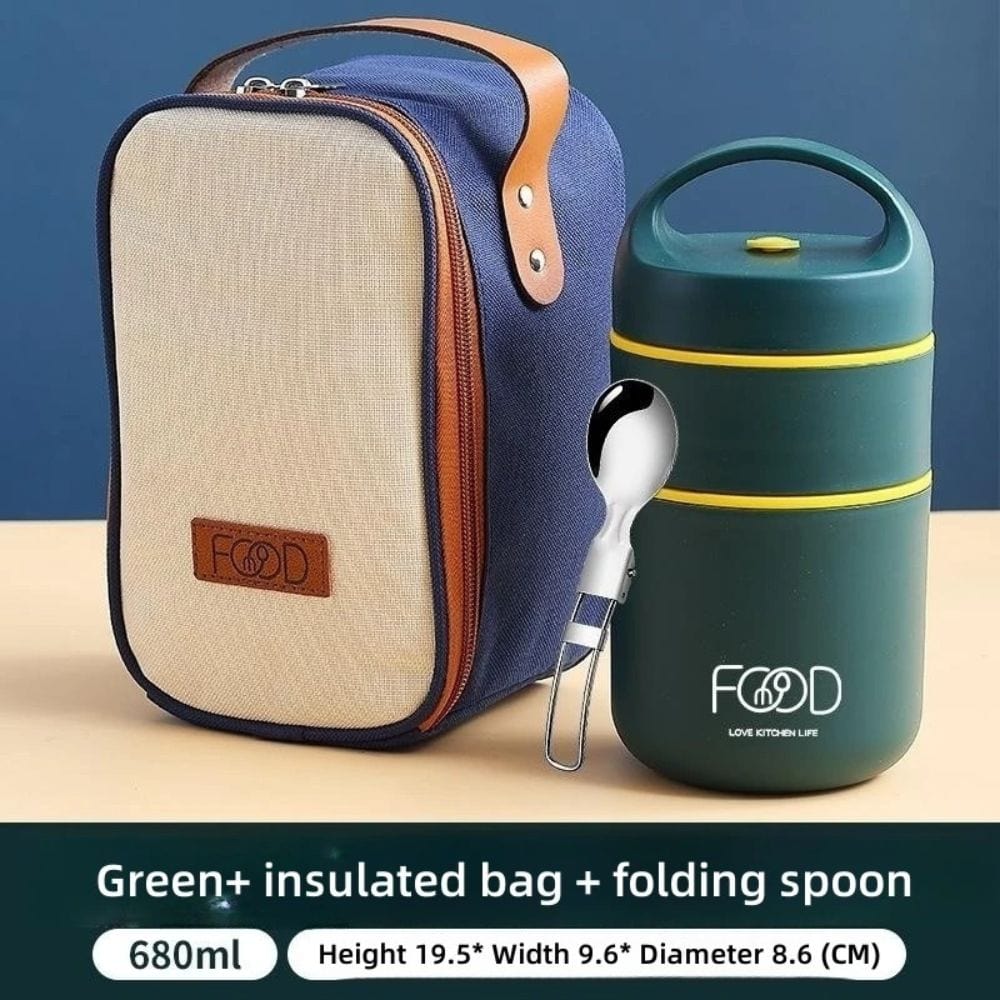 304 Stainless Steel Vacuum Thermal Lunch Box Insulated Lunch Bag Food Warmer Soup Cup Thermos Containers Bento Box for Students