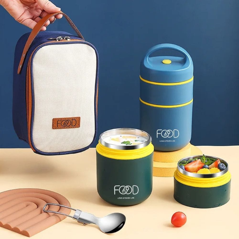 304 Stainless Steel Vacuum Thermal Lunch Box Insulated Lunch Bag Food Warmer Soup Cup Thermos Containers Bento Box for Students