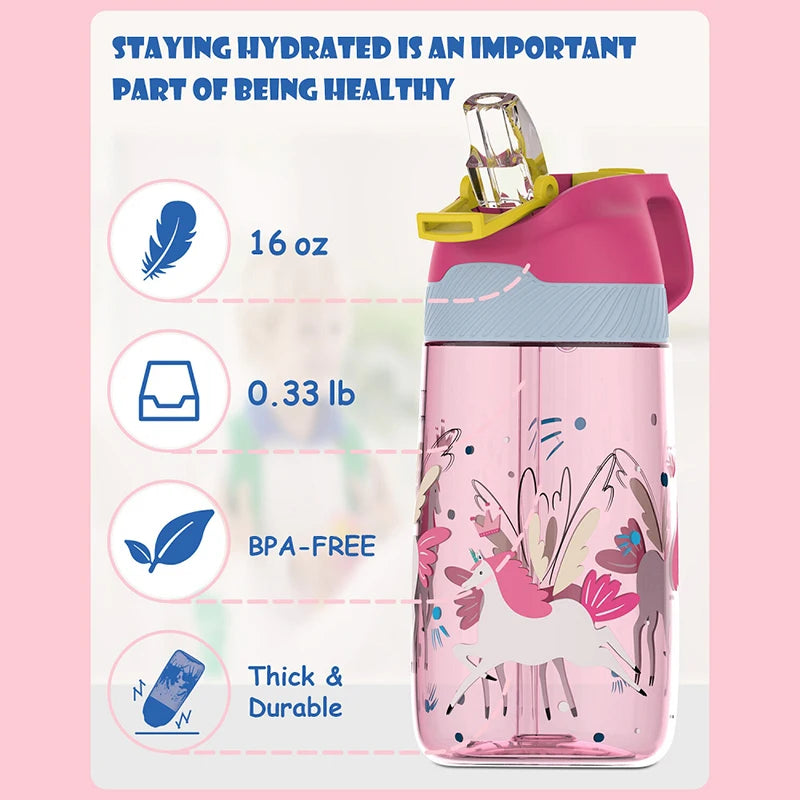 Gourde Enfant Tritan avec Paille Sans BPA FJbottle 450ml Types3