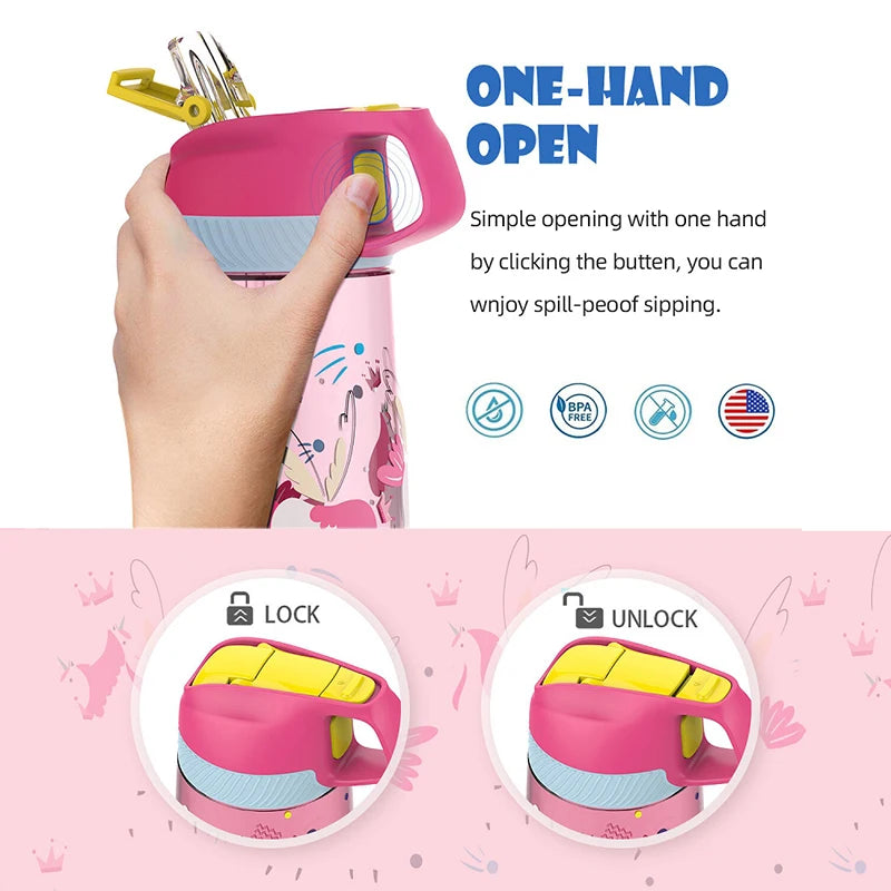 Gourde Enfant Tritan avec Paille Sans BPA FJbottle 450ml Types4