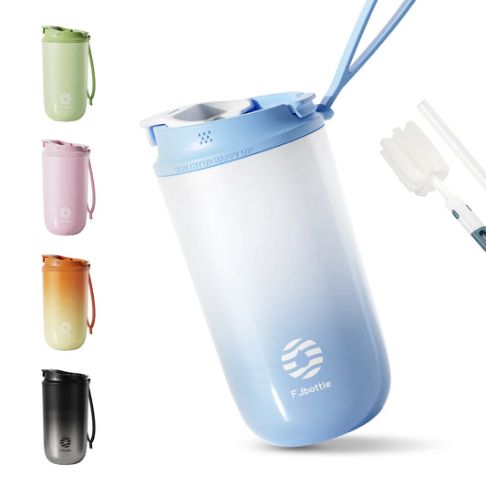 Mug Isotherme avec Paille FJbottle 450 ml Bleu