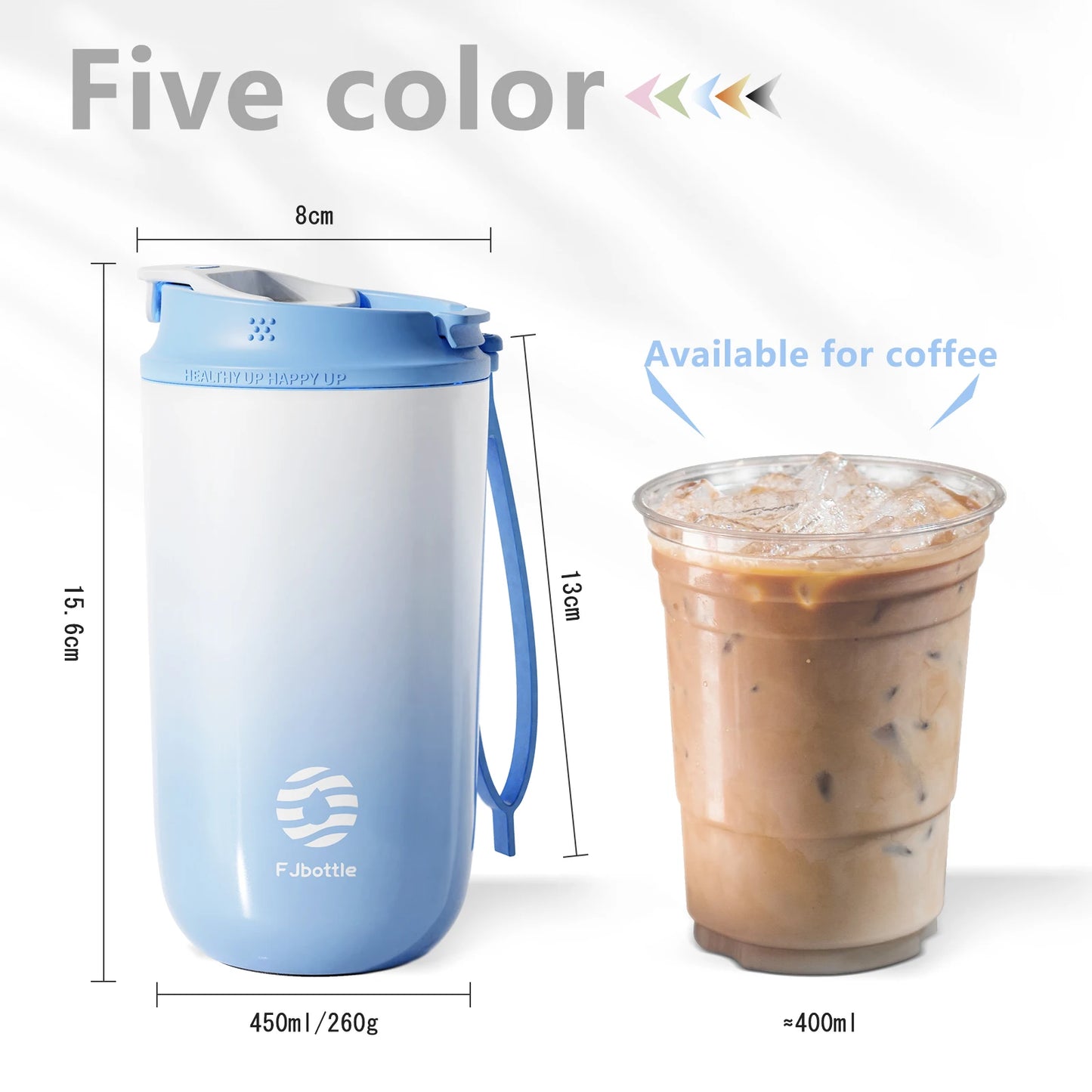 Mug Isotherme avec Paille FJbottle 450 ml capacity