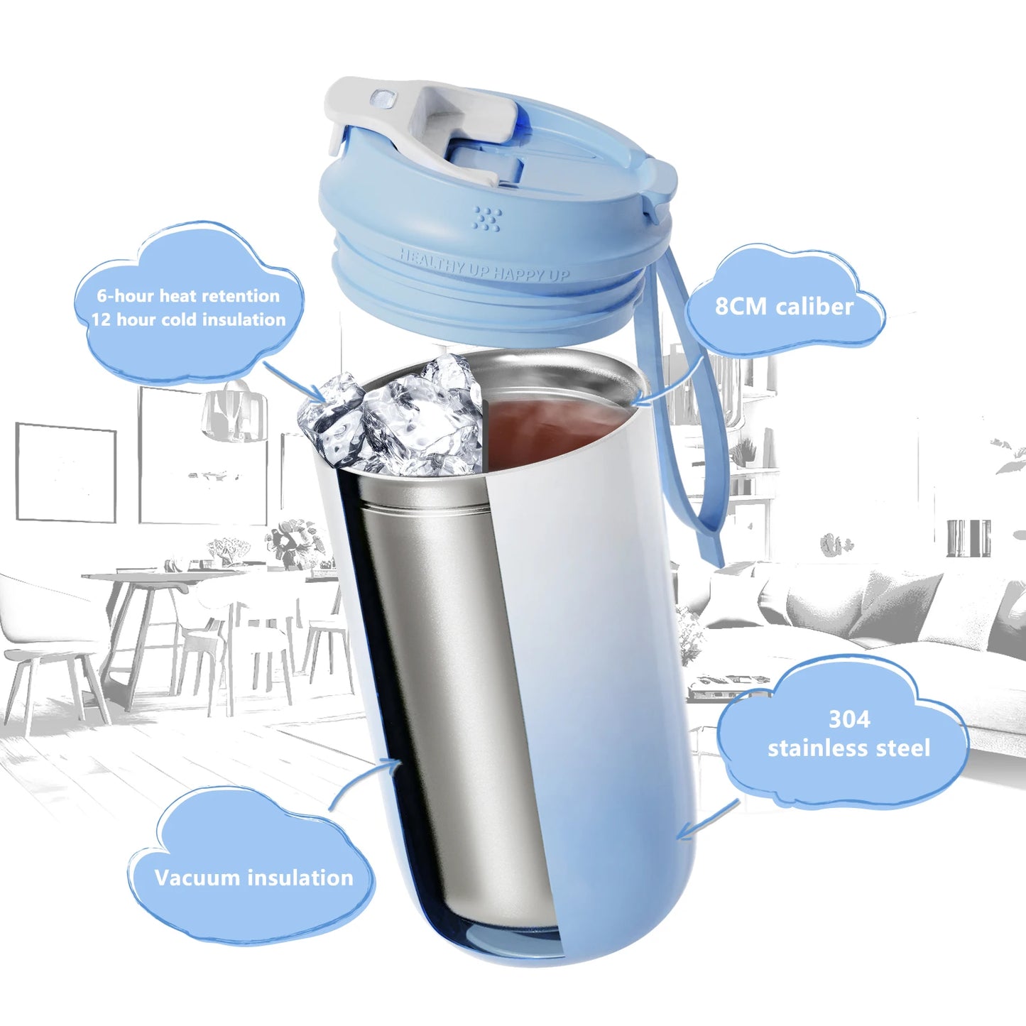 Mug Isotherme avec Paille FJbottle 450 ml composition