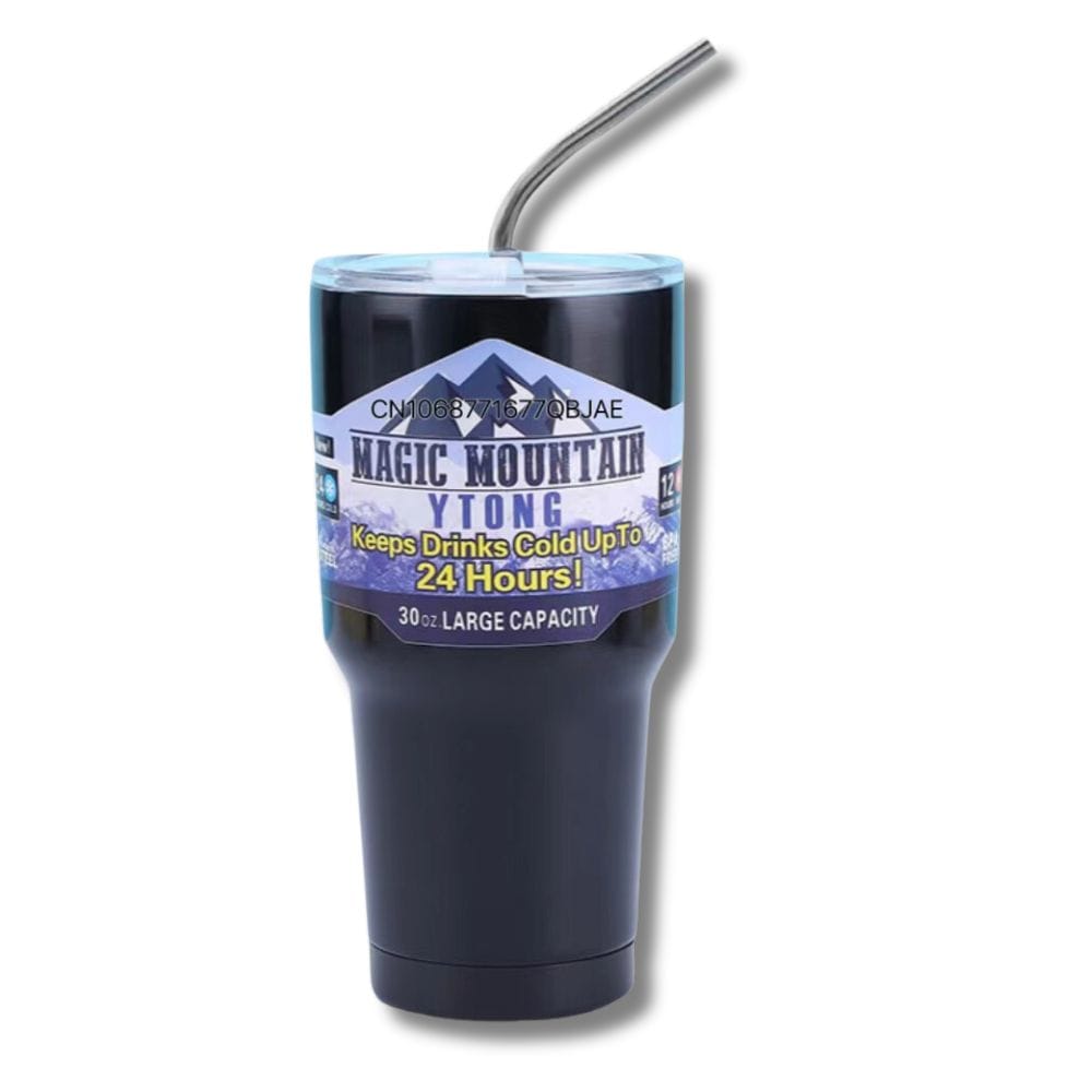 Gourde Café Isotherme Inox à Paille 30oz 900ml Black with Straw-3