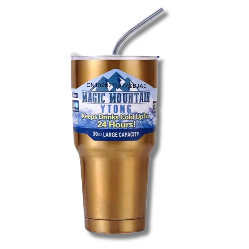 Gourde Café Isotherme Inox à Paille 30oz 900ml Gold with Straw-5