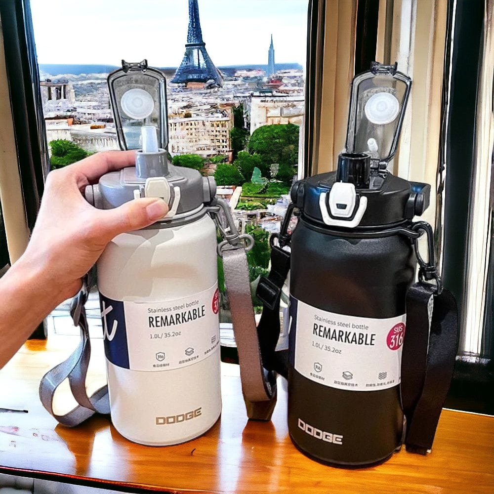 Gourde Isotherme Inox avec Paille 1000ml