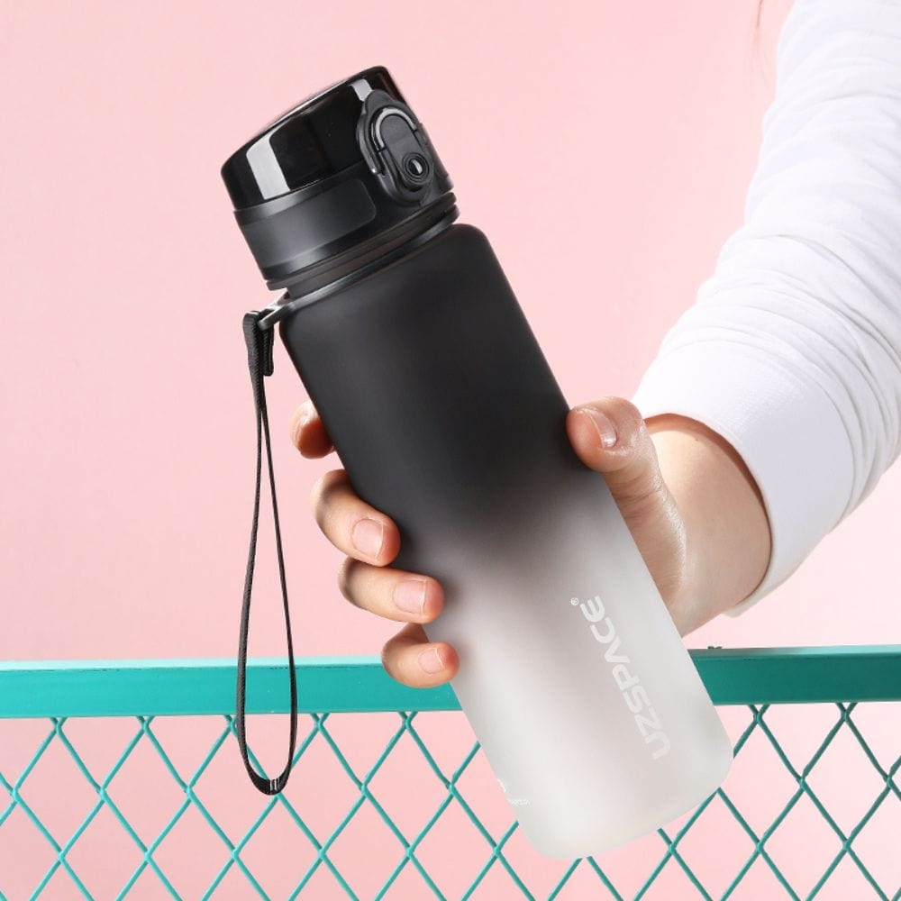 Gourde Sport avec Marqueur de Temps 500ml Noir et Blanc