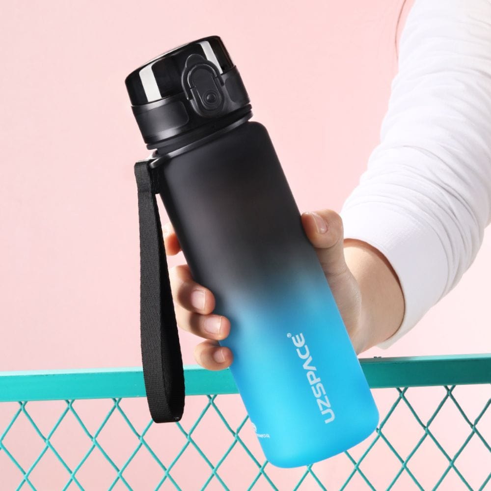 Gourde Sport avec Marqueur de Temps 500ml noir et Bleu