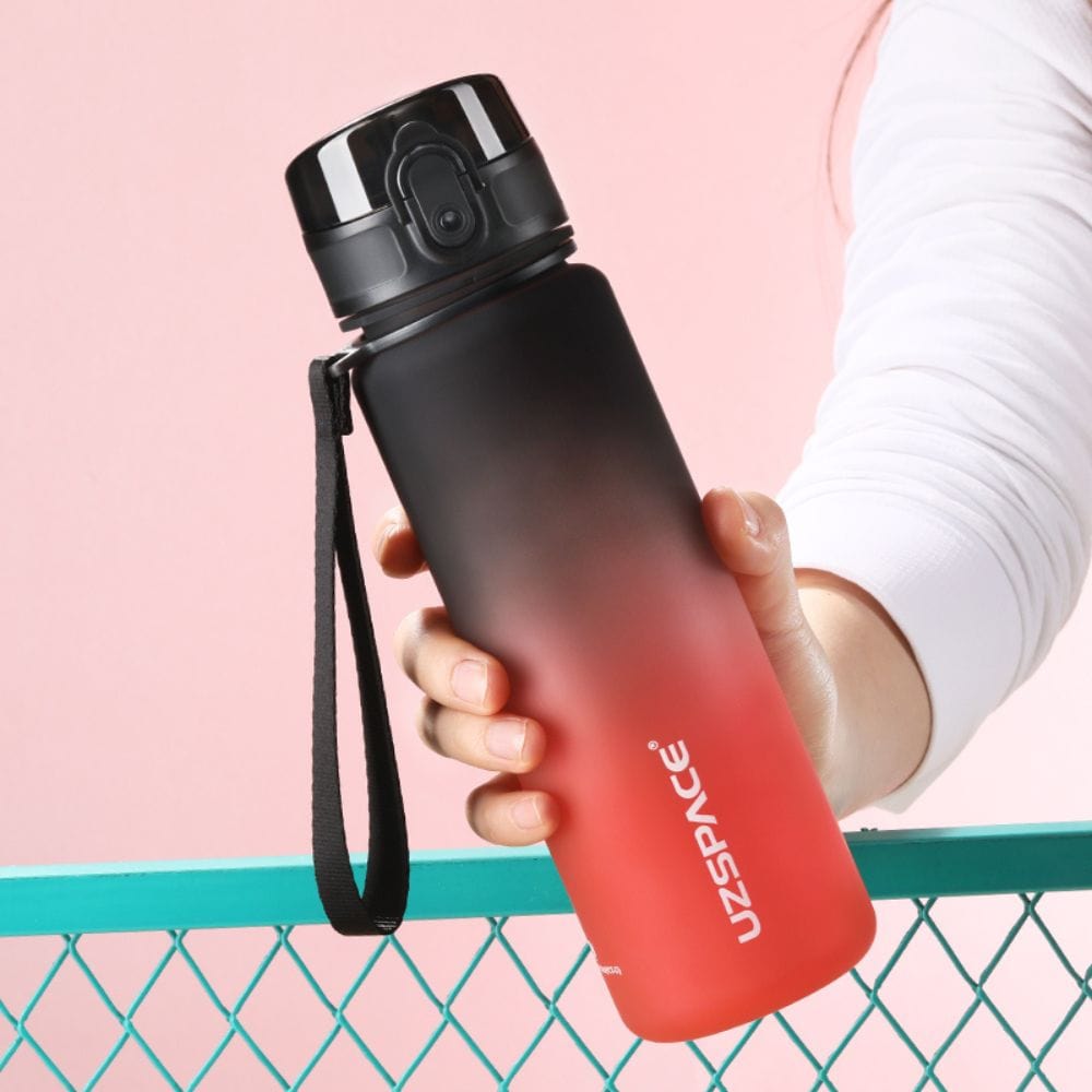 Gourde Sport avec Marqueur de Temps 500ml Noir et Rouge