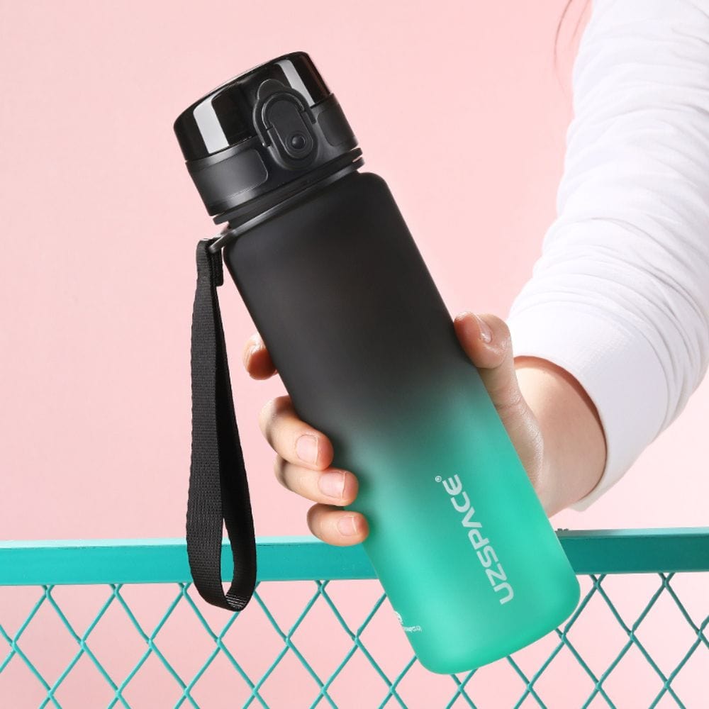 Gourde Sport avec Marqueur de Temps 500ml Noir et Vert