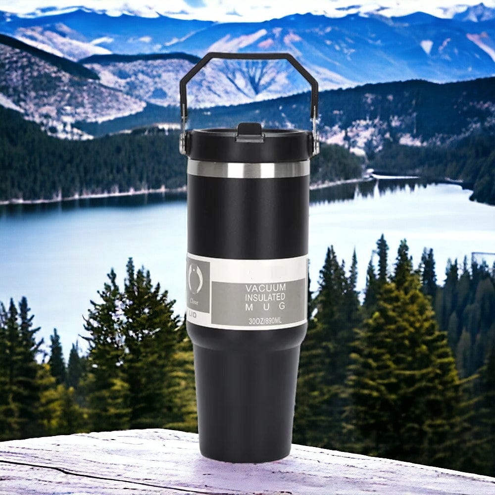 Mug Isotherme Inoxydable avec Paille 890ml black