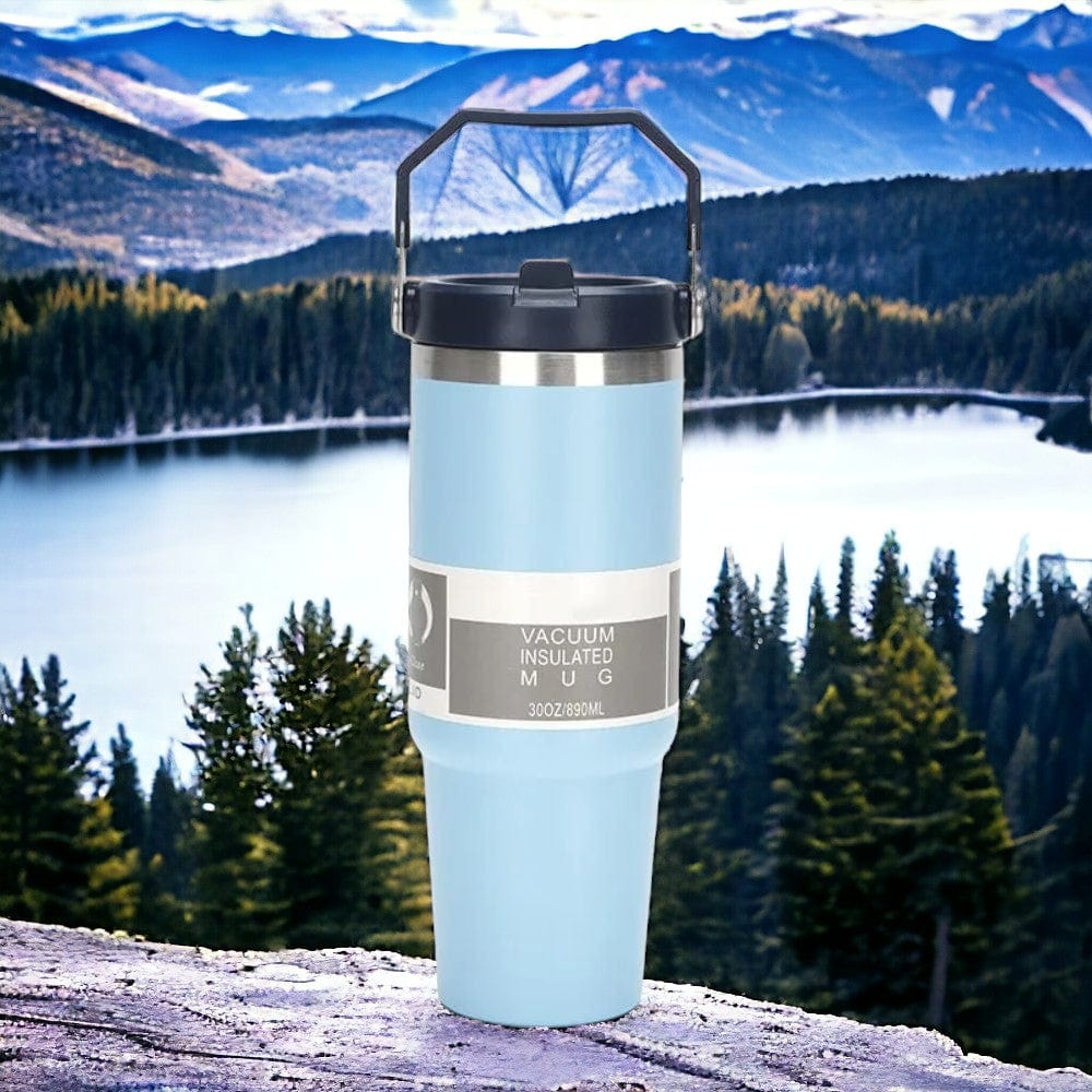 Mug Isotherme Inoxydable avec Paille 890ml blue